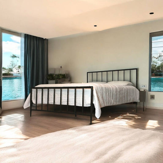 Archaeo Pitted Black Hammered Iron Platform Bed Heiressy Iron Beds