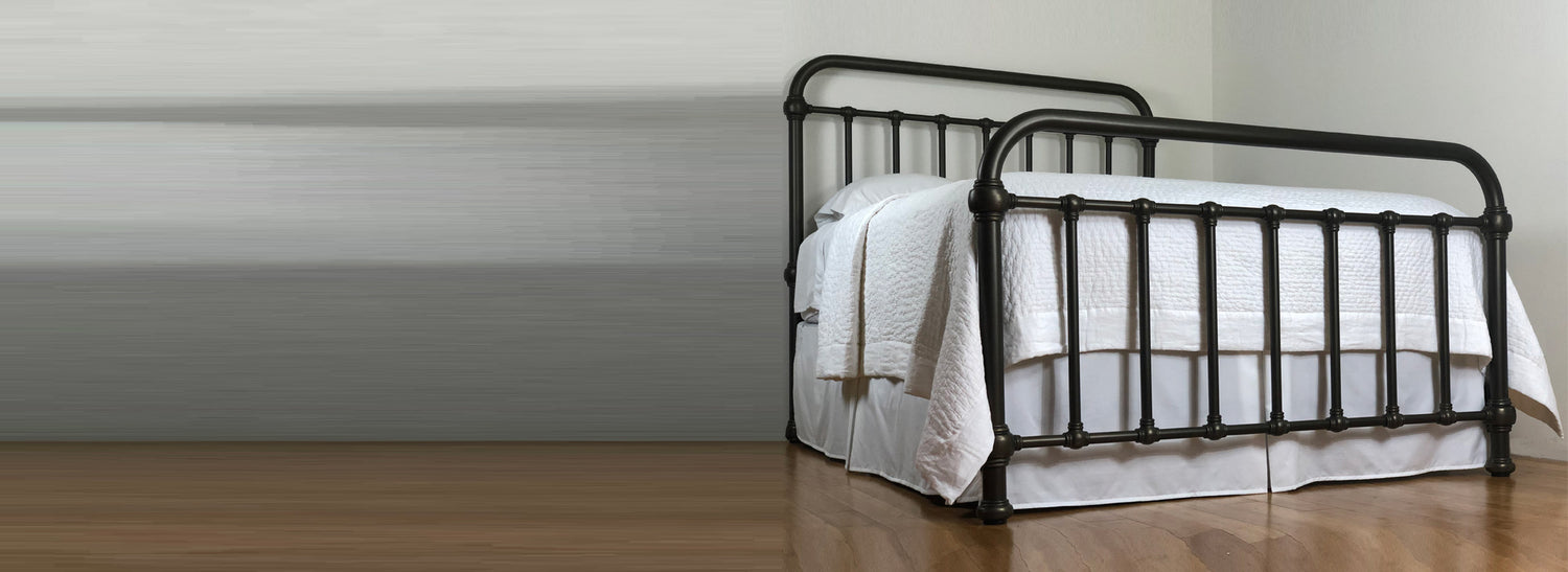 Heiressy's original iron bed, the 20th c. Americana Iron Bed features solid, hand poured castings and a hand forged wrought iron bed frame for use with a box spring or adjustable bed. The super sturdy iron bed includes a heavy duty iron bed frame.
