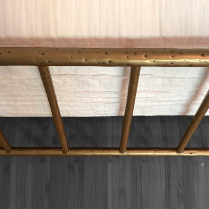 Archaeo Hammered Brass Iron Platform Bed footboard closeup by HEIRESSY