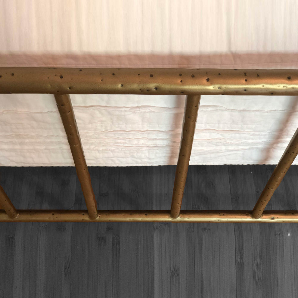 Archaeo Pitted Brass Hammered Iron Platform Bed by Heiressy Luxury