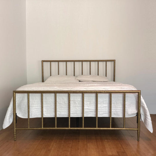 Archaeo Pitted Brass Hammered Iron Platform Bed by Heiressy organic modern contemporary furniture.