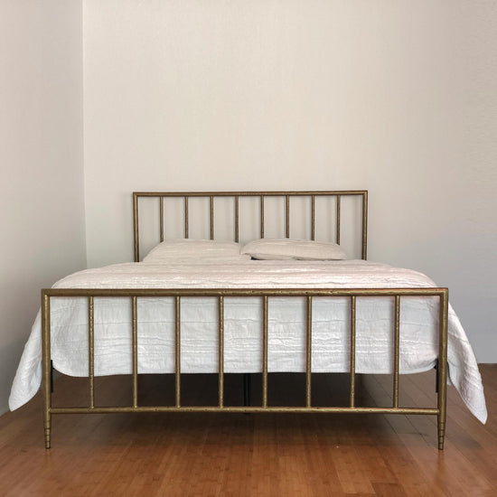 Archaeo Pitted Brass Hammered Iron Platform Bed by Heiressy Luxury